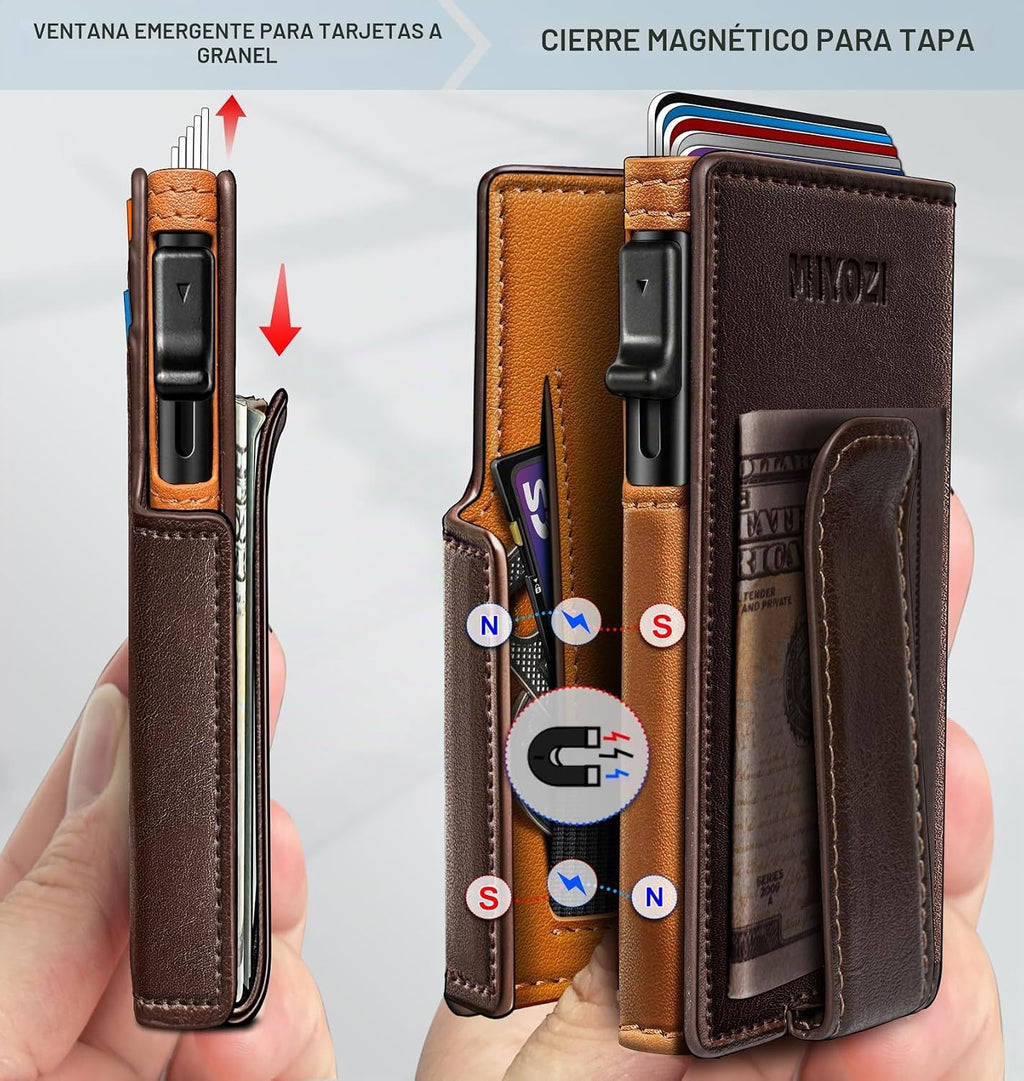 miyozi Billetera para hombre, con clip para dinero, bolsillo para m...