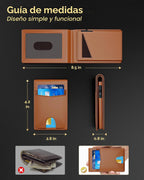 QLD Cartera minimalista para hombres - Cartera de cuero con bloqueo...