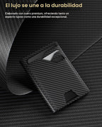 Cartera de cuero typecase para hombres con tarjetero, Negro fibra d...