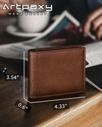 Cartera Artpaxy para hombre de cuero genuino plegable con bloqueo R...