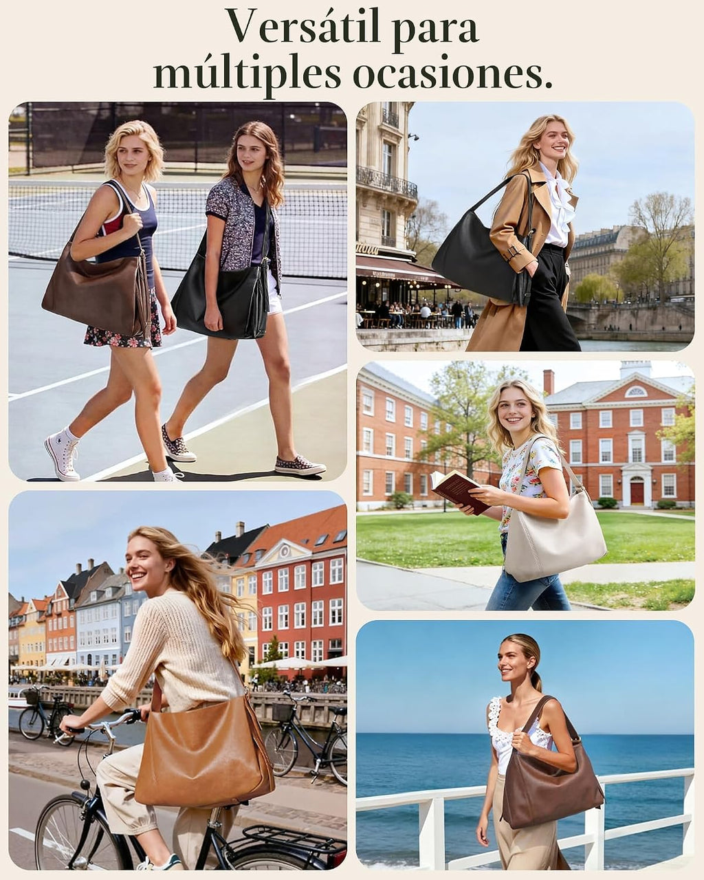 Missnine Bolso Hobo para mujer, bolso de mano de diseñador de cuero...