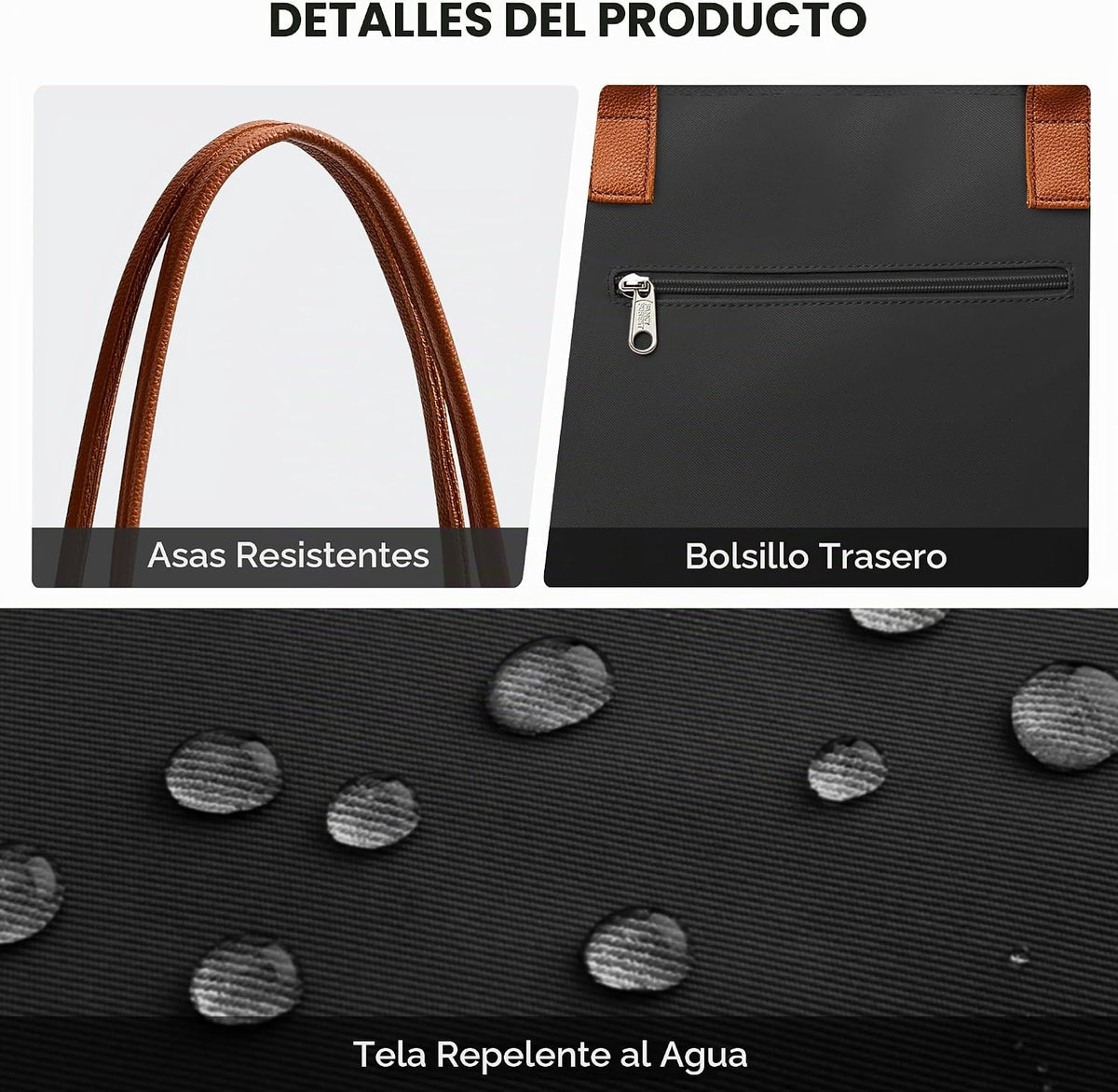KALIDI Bolso de mano para mujer de nylon con asa superior, bolso de...