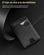 Cartera de cuero typecase para hombres con tarjetero, Negro, Minima...