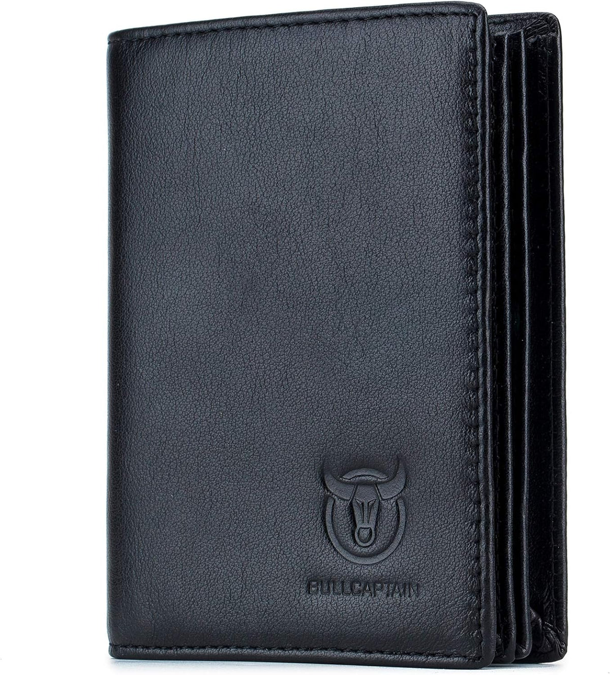 BULLCAPTAIN Cartera de cuero genuino plegable de gran capacidad par...