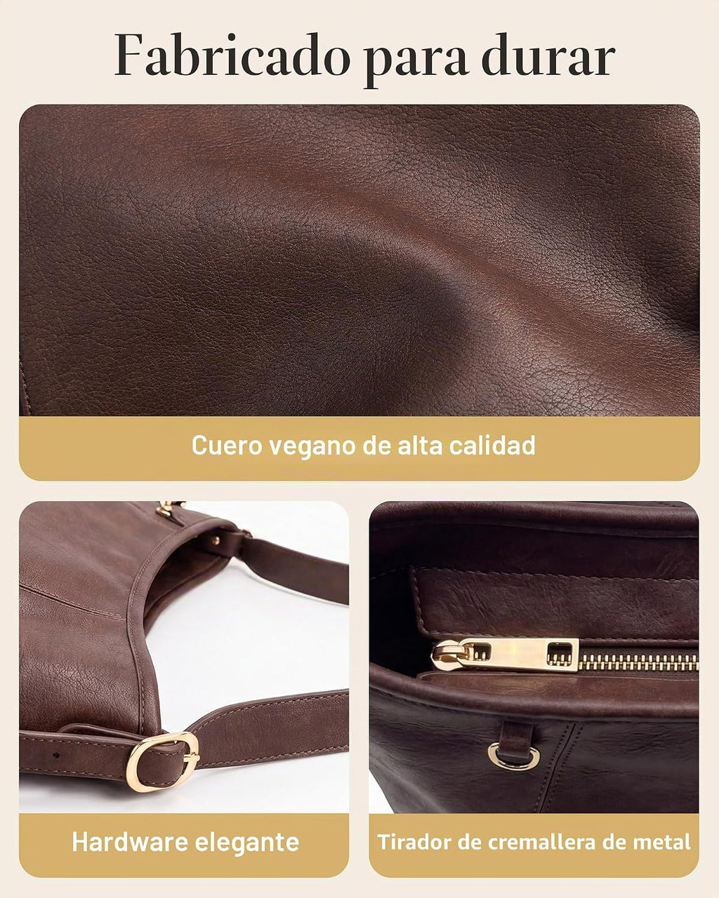 Missnine Bolso Hobo para mujer de piel sintética, bolso cruzado con...