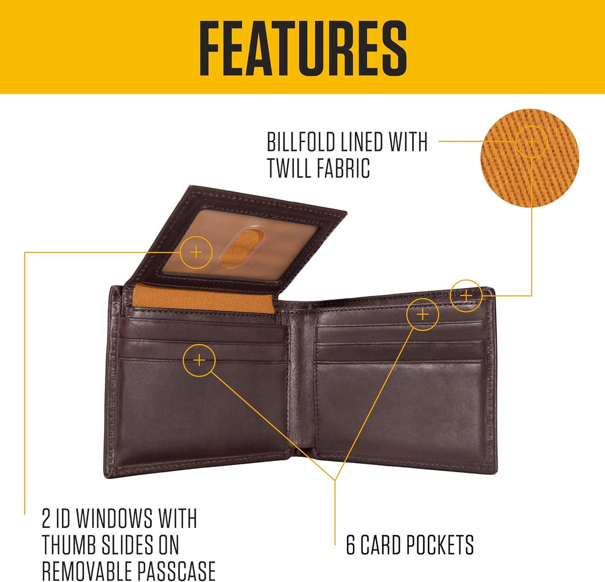 Carhartt Cartera de cuero marrón aceitado para hombre, bolsillo fro...
