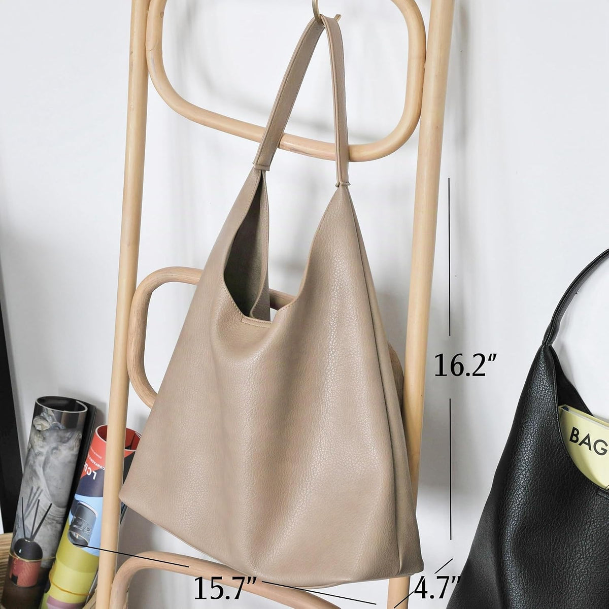 Bolsos Hobo para mujeres, bolso de hombro de cuero vegano suave, bo...