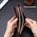BULLCAPTAIN Cartera de cuero genuino plegable de gran capacidad par...