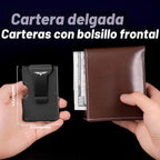 Cartera minimalista Lenvoten para hombres, cartera de metal con cli...