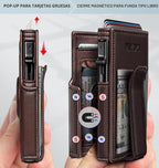 Miyozi - Billetera Airtag para hombre, con clip de dinero, estuche...