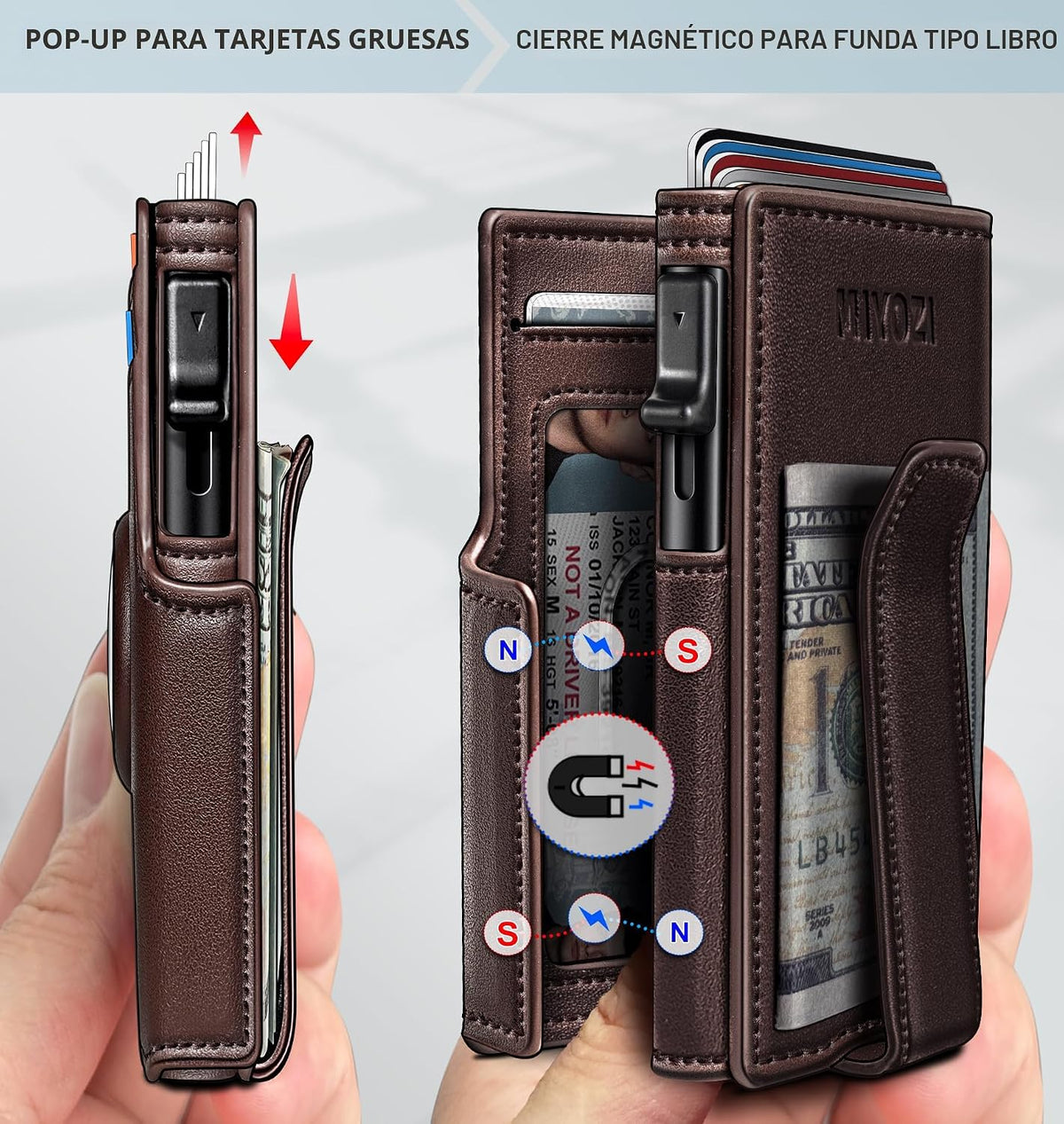 Miyozi - Billetera Airtag para hombre, con clip de dinero, estuche...