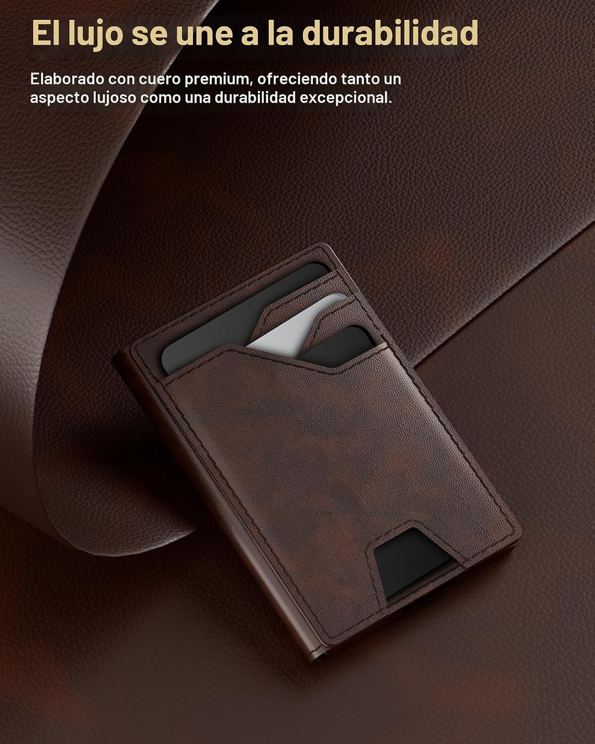 typecase Cartera de cuero para hombre con tarjetero, Marrón profund...
