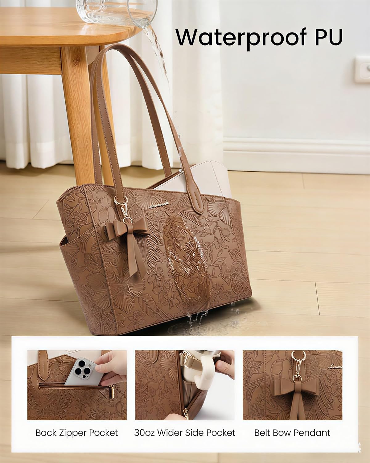LOVEVOOK Bolso pequeño para mujer, bolsos de piel sintética estruct...