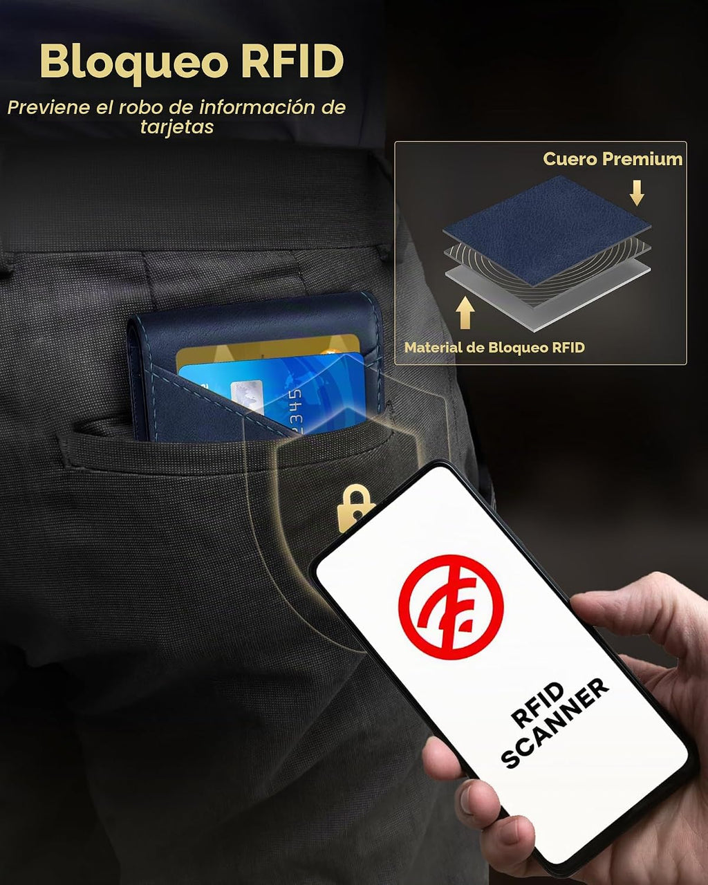QLD Cartera minimalista para hombres \u2013 Funda delgada de alumin...