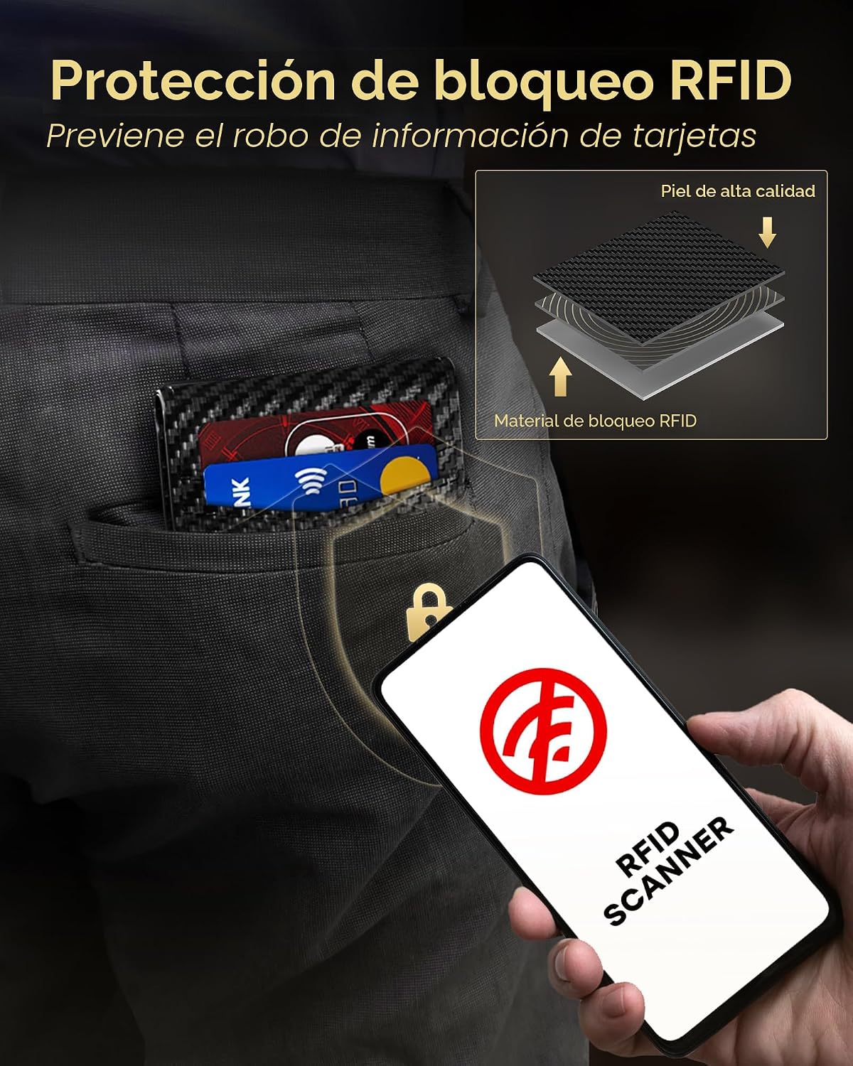 QLD Cartera Minimalista para Hombres - Portador de Tarjetas de Créd...