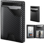 Cartera de cuero typecase para hombres con tarjetero, Negro fibra d...
