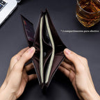 BULLCAPTAIN Cartera de cuero genuino plegable de gran capacidad par...