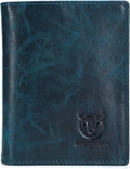 BULLCAPTAIN Cartera de cuero genuino plegable de gran capacidad par...