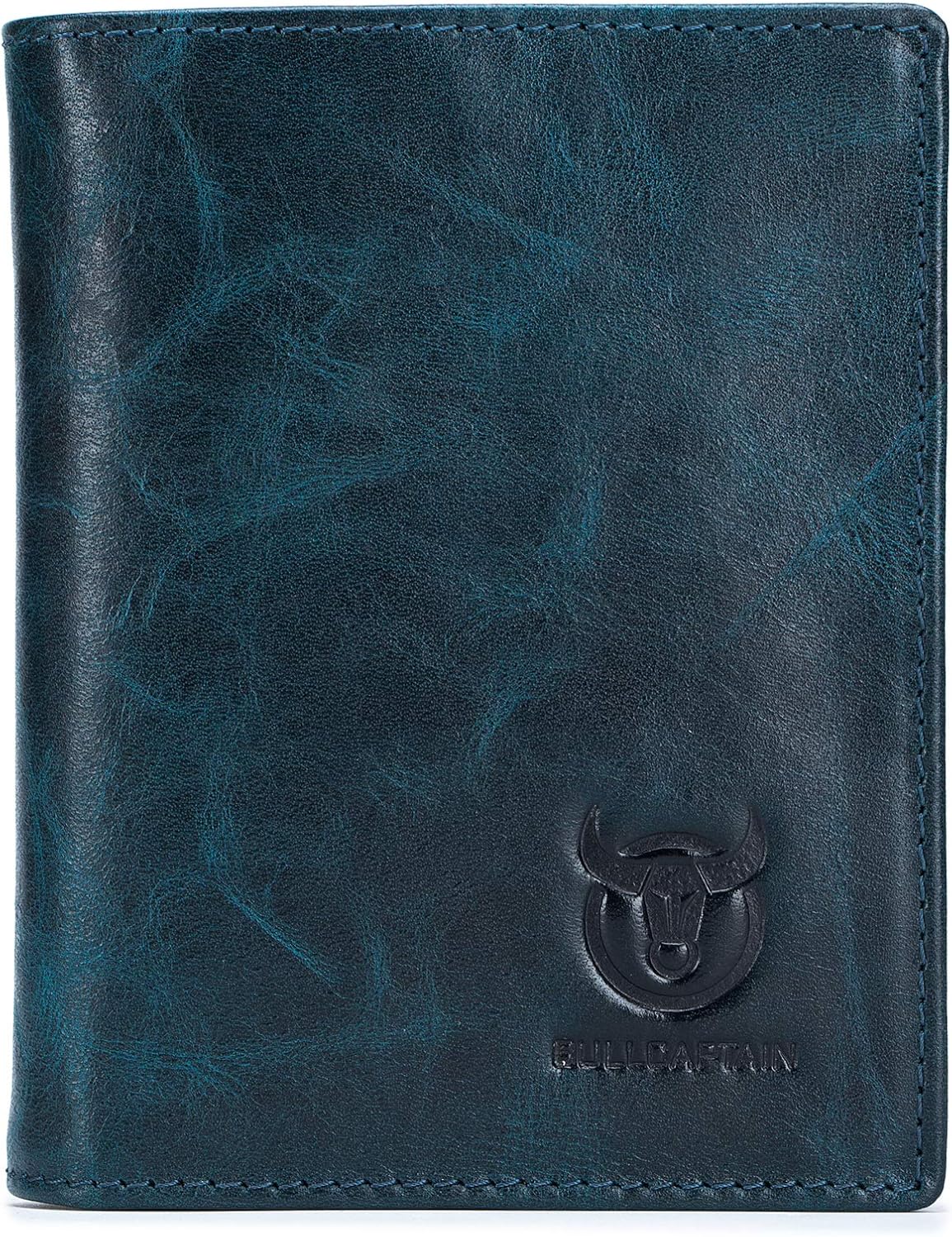 BULLCAPTAIN Cartera de cuero genuino plegable de gran capacidad par...