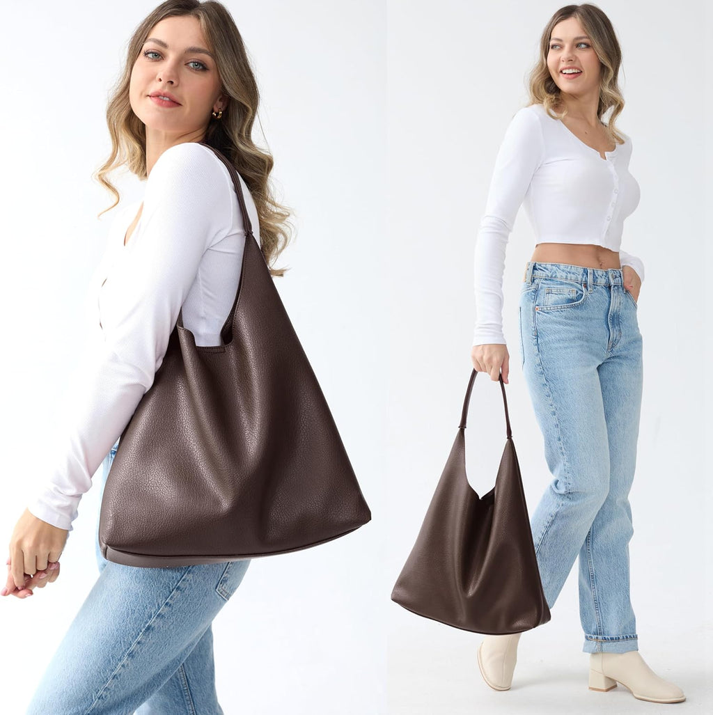 Bolsos Hobo para mujeres, bolso de hombro de cuero vegano suave, bo...