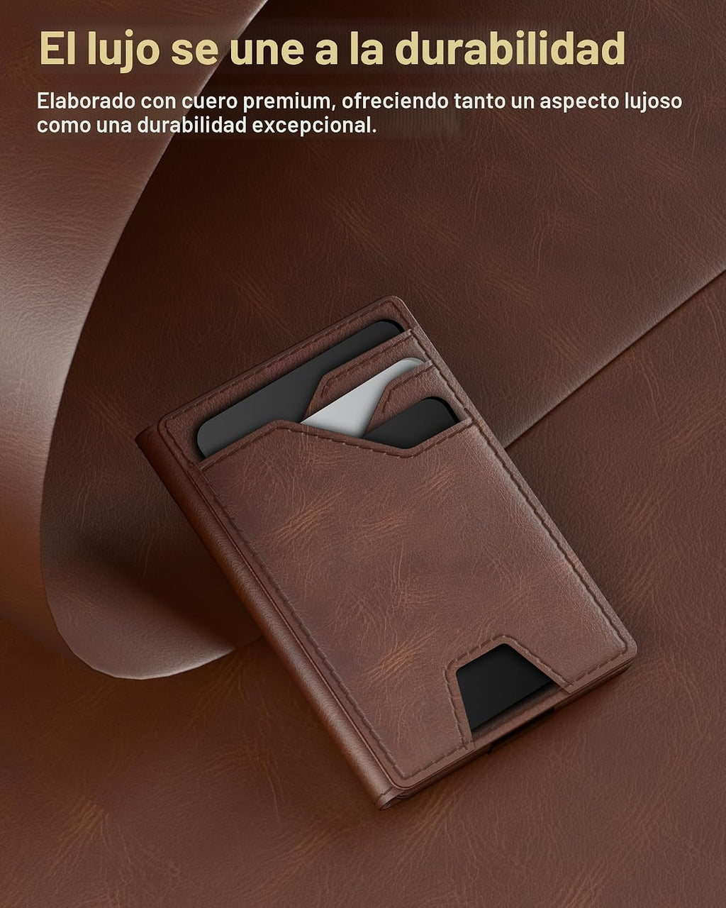 Cartera de Cuero Typecase para Hombres con Tarjetero, Marrón, Minim...