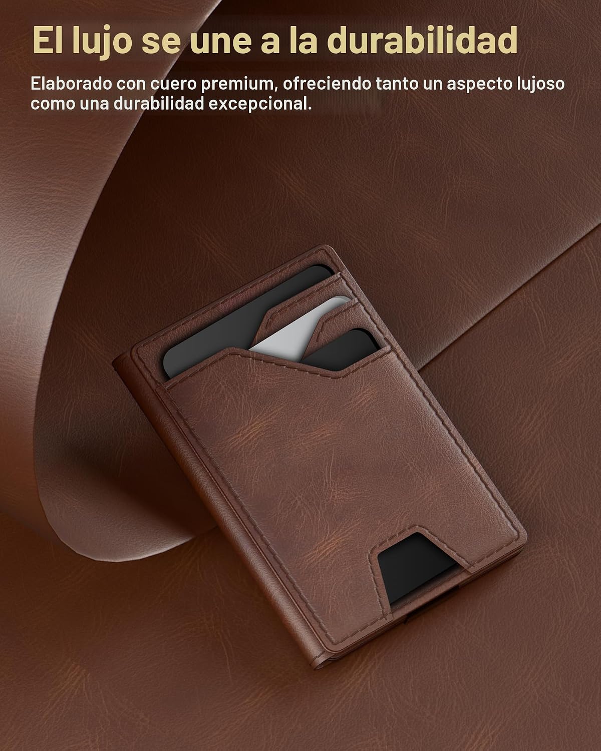 Cartera de Cuero Typecase para Hombres con Tarjetero, Marrón, Minim...