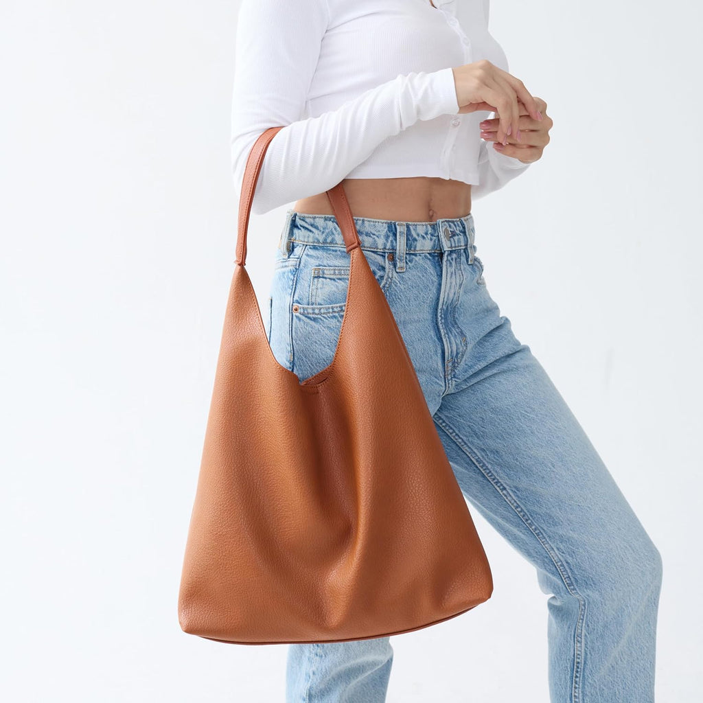 Bolsos Hobo para mujeres, bolso de hombro de cuero vegano suave, bo...