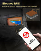 QLD Cartera minimalista para hombres - Cartera de cuero con bloqueo...