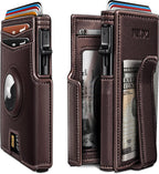 Miyozi - Billetera Airtag para hombre, con clip de dinero, estuche...