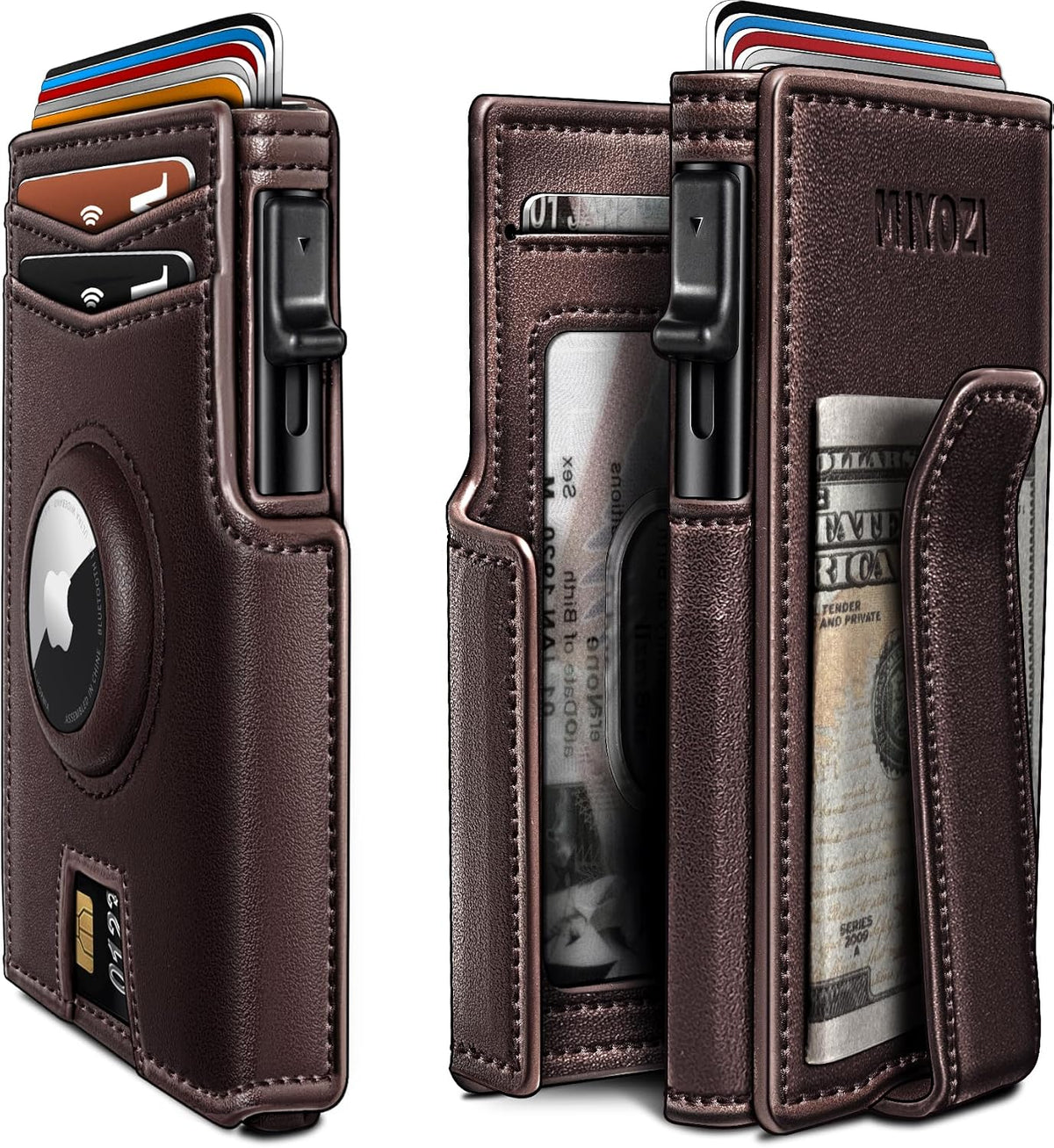 Miyozi - Billetera Airtag para hombre, con clip de dinero, estuche...