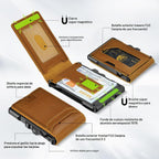 furid Cartera de cuero genuino para hombres: billetera minimalista...