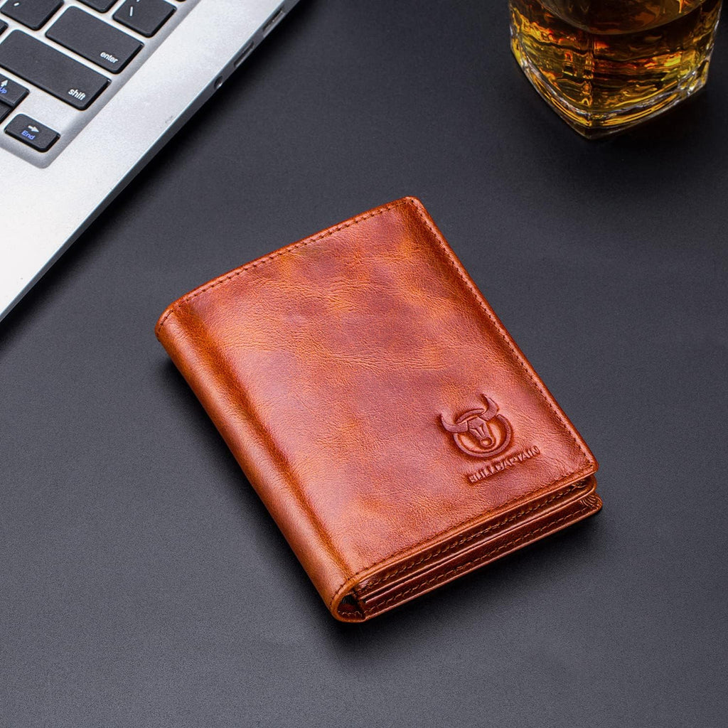 BULLCAPTAIN Cartera de cuero genuino plegable de gran capacidad par...