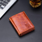 BULLCAPTAIN Cartera de cuero genuino plegable de gran capacidad par...