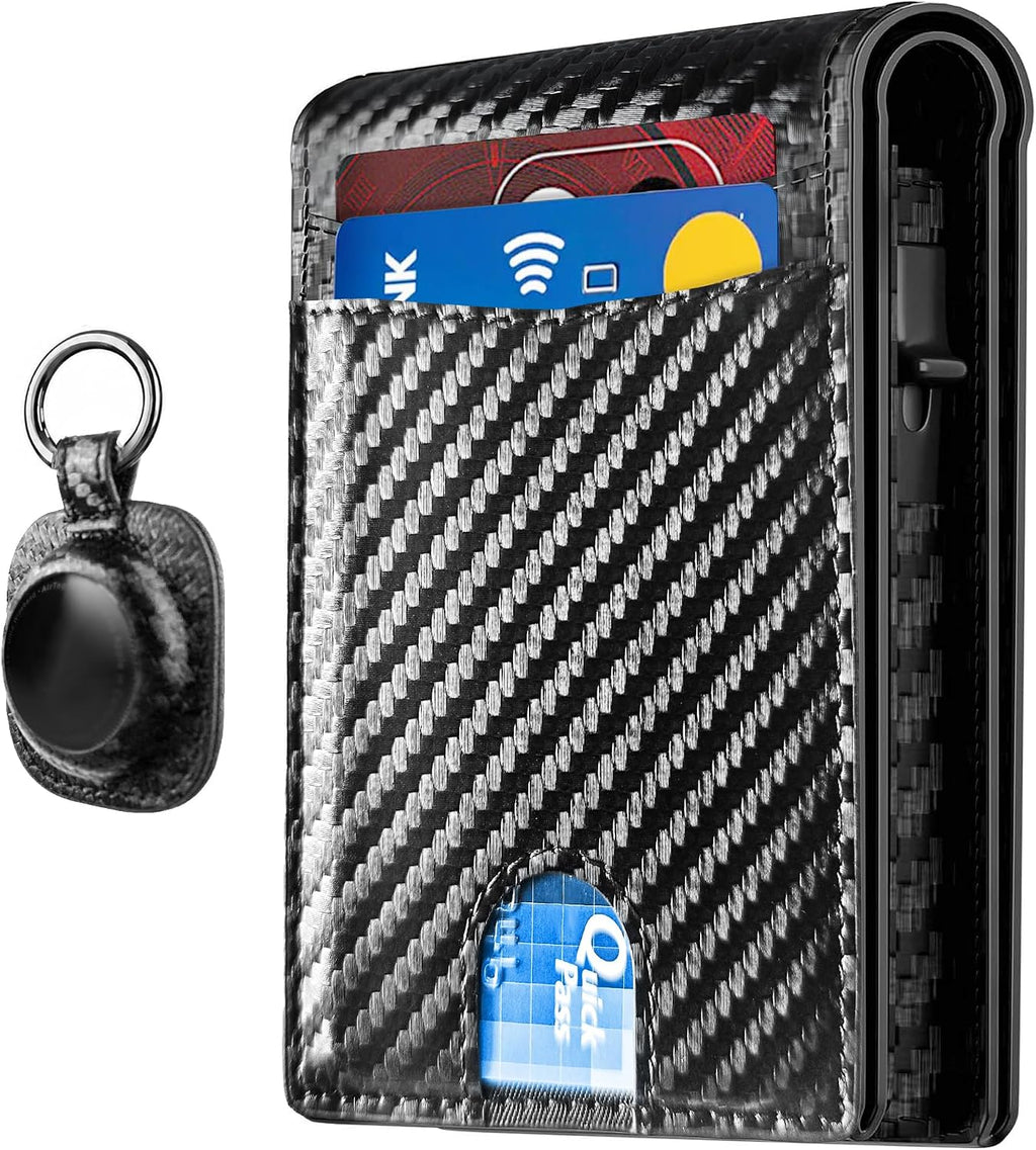 QLD - Cartera minimalista para hombres - Billetera delgada de cuero...