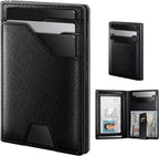 Cartera de cuero typecase para hombres con tarjetero, Negro, Minima...