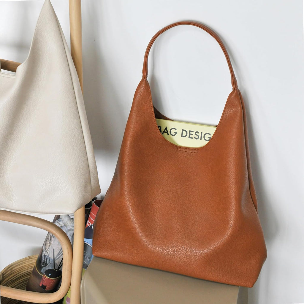 Bolsos Hobo para mujeres, bolso de hombro de cuero vegano suave, bo...