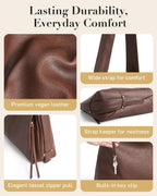 Missnine Bolso Hobo para mujer, bolso de mano de diseñador de cuero...