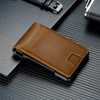 furid Cartera de cuero genuino para hombres: billetera minimalista...