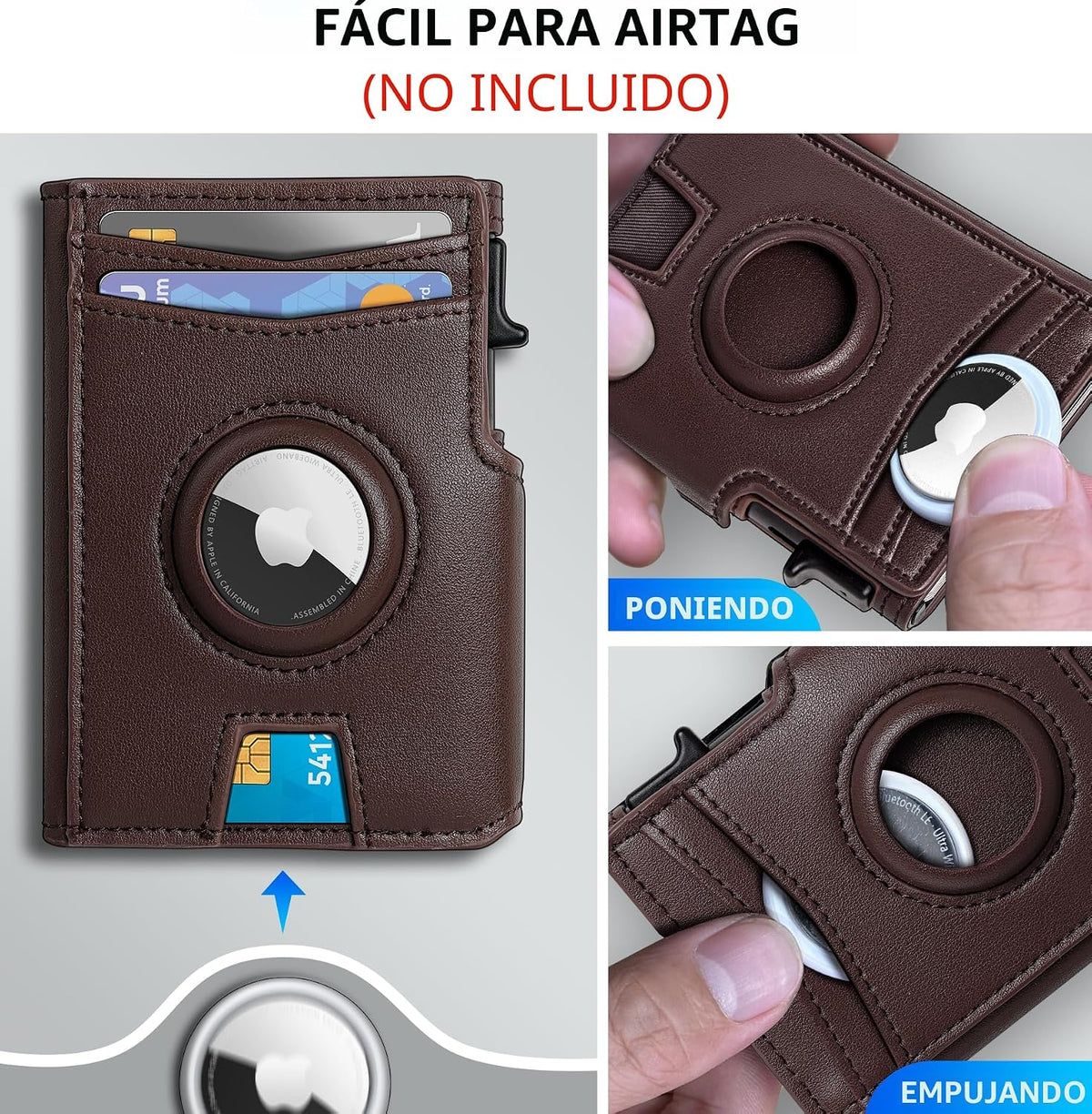 Miyozi - Billetera Airtag para hombre, con clip de dinero, estuche...