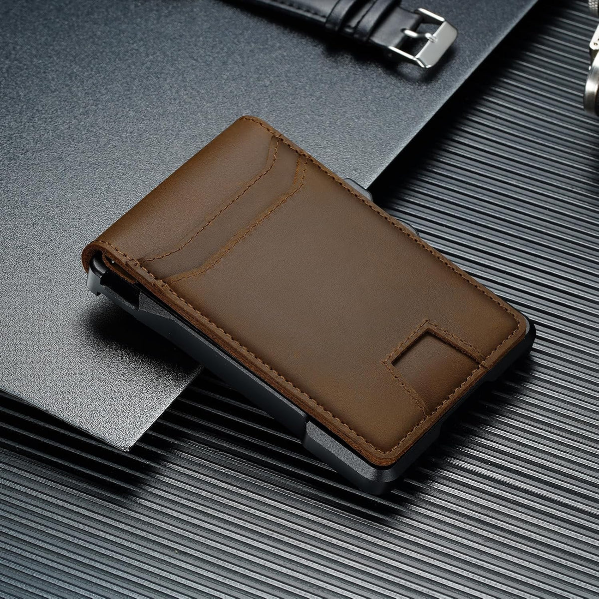 furid Cartera de cuero genuino para hombre: carteras minimalistas R...