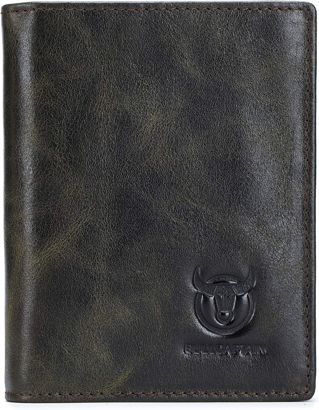 BULLCAPTAIN Cartera de cuero genuino plegable de gran capacidad par...