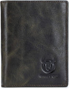 BULLCAPTAIN Cartera de cuero genuino plegable de gran capacidad par...