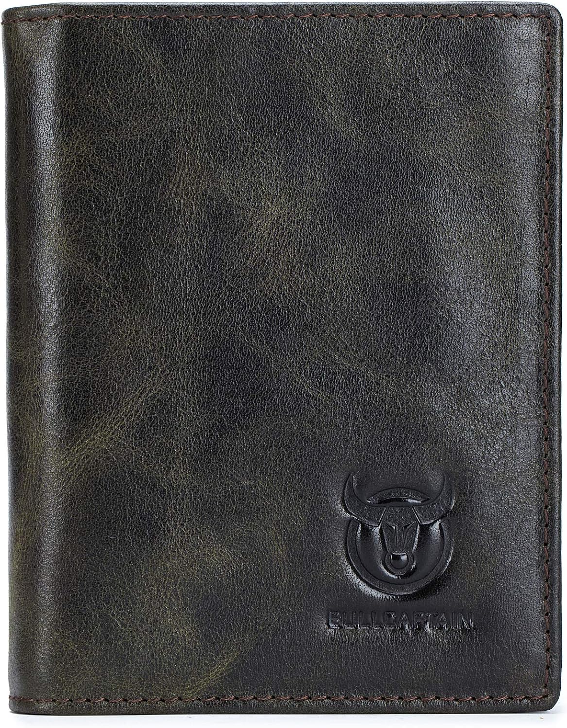 BULLCAPTAIN Cartera de cuero genuino plegable de gran capacidad par...