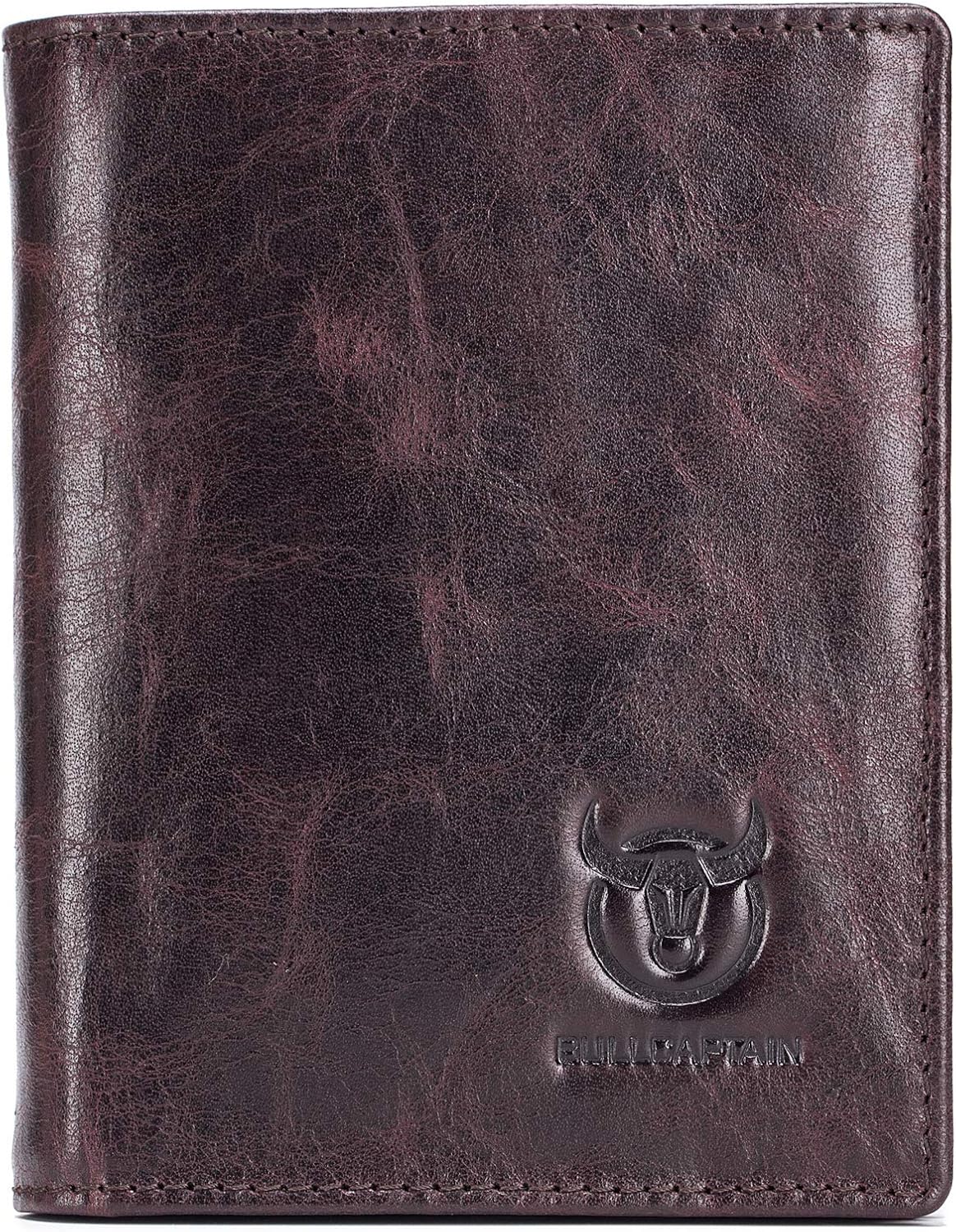 BULLCAPTAIN Cartera de cuero genuino plegable de gran capacidad par...