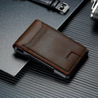 furid Cartera de cuero genuino para hombres: billetera minimalista...