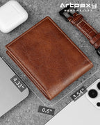 Cartera Artpaxy para hombre de cuero genuino plegable con bloqueo R...