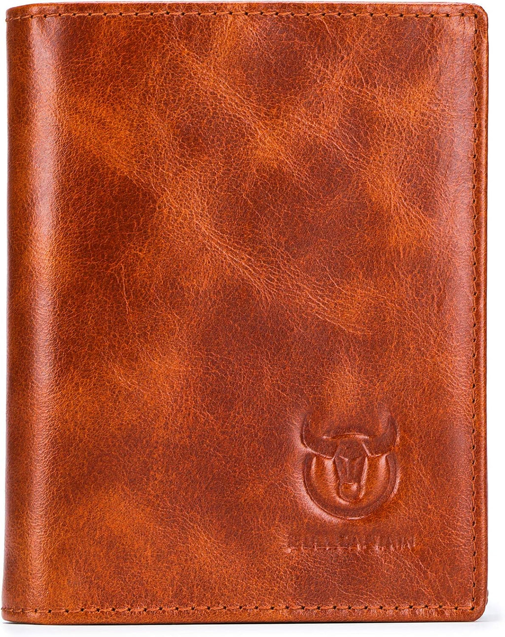 BULLCAPTAIN Cartera de cuero genuino plegable de gran capacidad par...