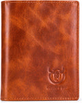 BULLCAPTAIN Cartera de cuero genuino plegable de gran capacidad par...
